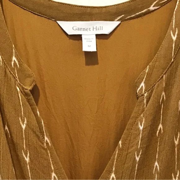 Garnet Hill Gold Maxi Dress Loose Flowy Fit Boho Short Sleeve Woman Size Medium - Picture 3 of 10